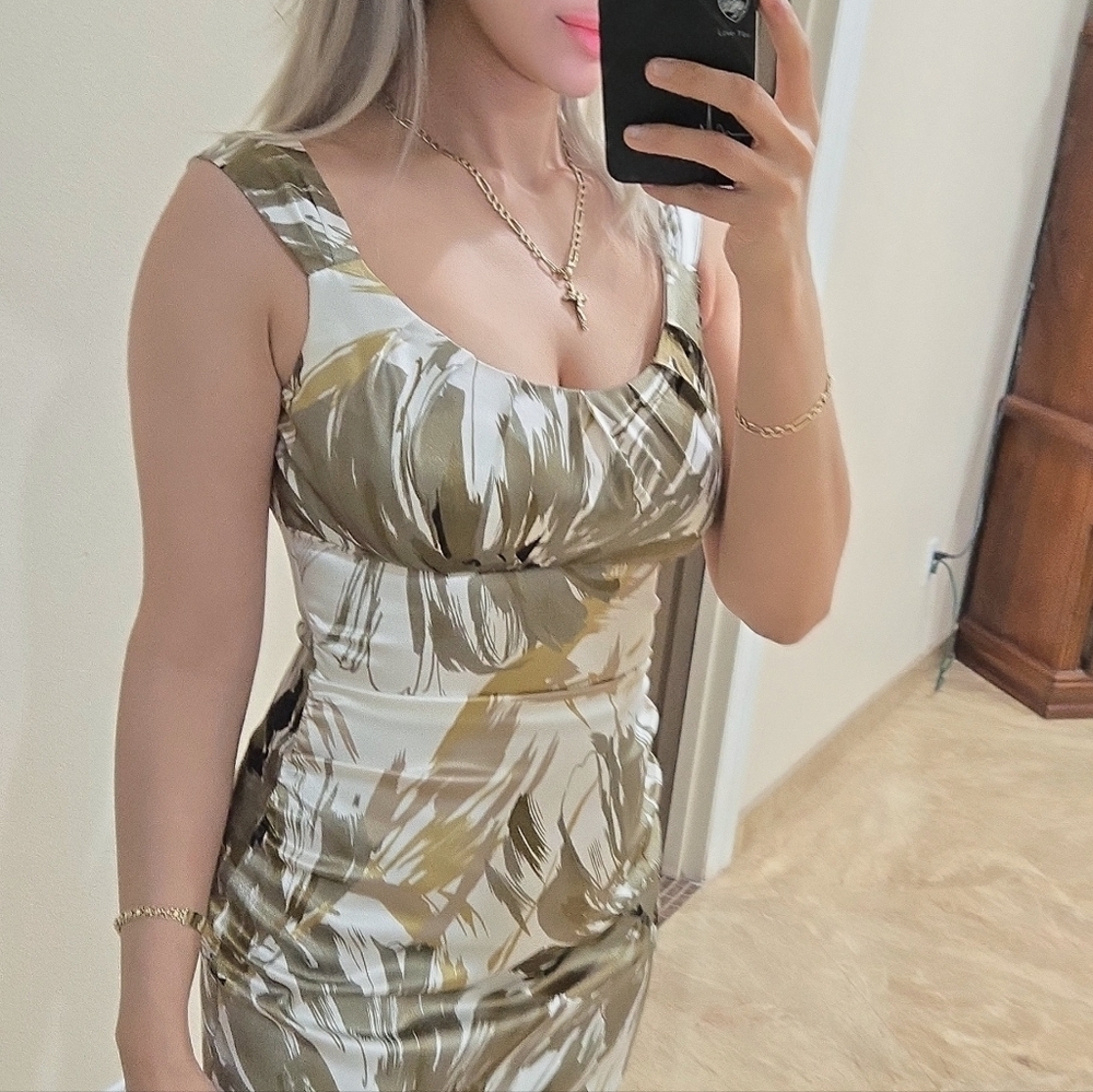 London Times Floral Satin Midi Dress - Picture 3 of 10